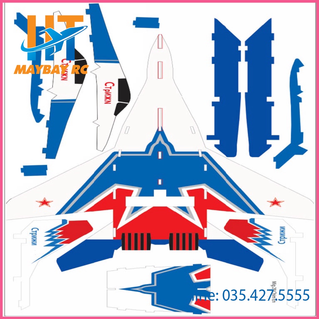 Decal Máy bay MIG 29 Flat Chim én sải cánh 72cm