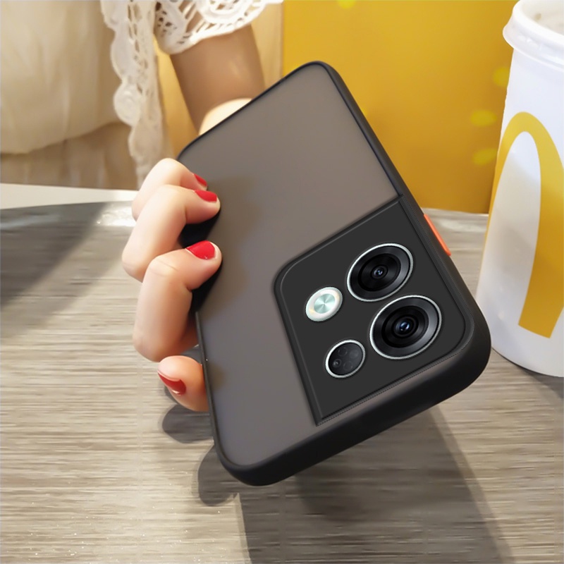 Ốp Điện Thoại Mềm Trong Suốt Mặt Nhám Viền Màu Kẹo Bảo Vệ Camera Cho OPPO Reno 8 Pro Reno8 Pro 5G