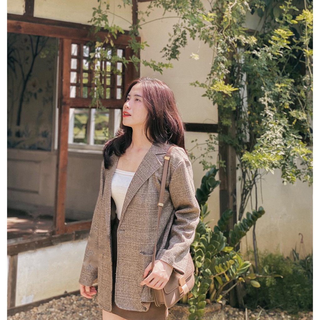 [Ảnh thật/Video] Áo blazer dạ kẻ 2 lớp siêu hot | BigBuy360 - bigbuy360.vn