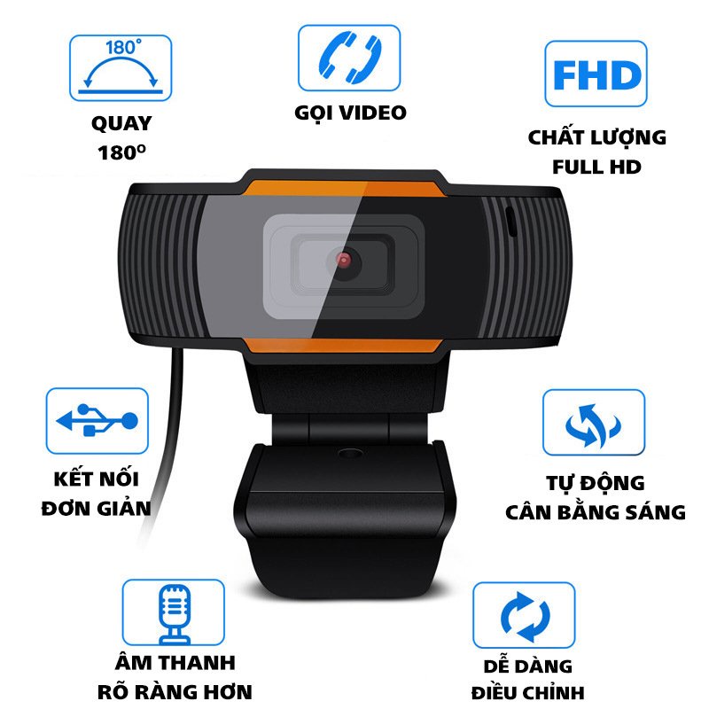 [CỰC NÉT] Webcam máy tính full HD 1080p cực nét có Mic dùng cho máy tính laptop