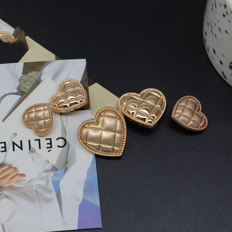 10 cái Nút trang trí bằng kim loại vàng hình trái tim cho quần áo Áo khoác Madam Nút phụ kiện may thời trang Nút cho áo