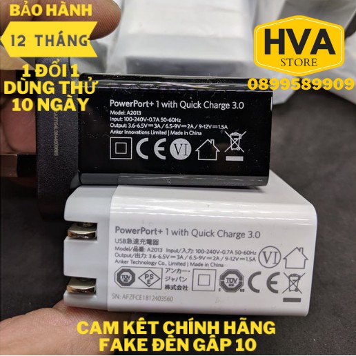 Sạc nhanh ANKER PowerPort+ 1 cổng 18w QC 3.0 A2013 hỗ trợ sạc nhanh iPhone, Android – BH 12 tháng