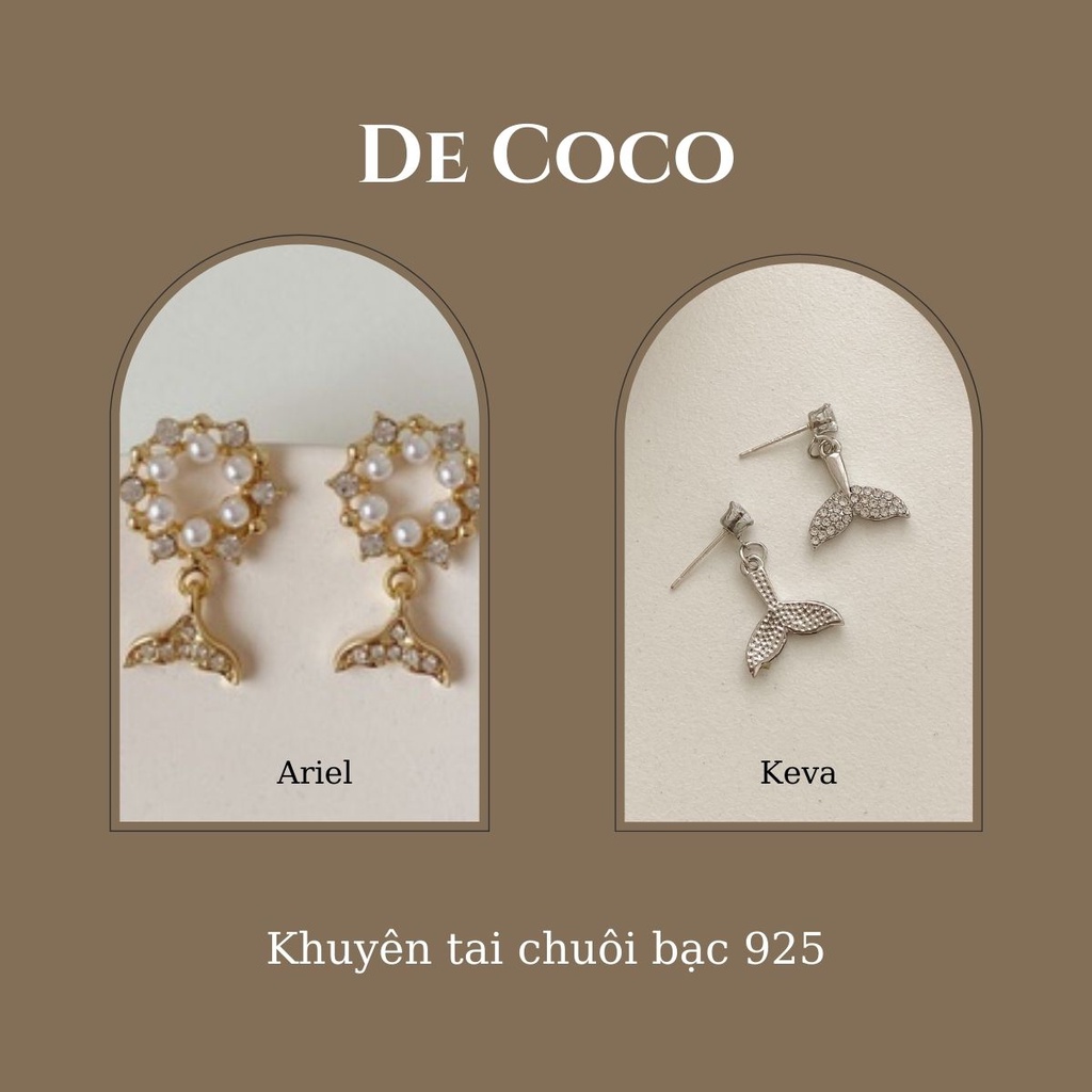 Bông tai tròn đính đá mix hạt trai đuôi cá Ariel decoco.accessories