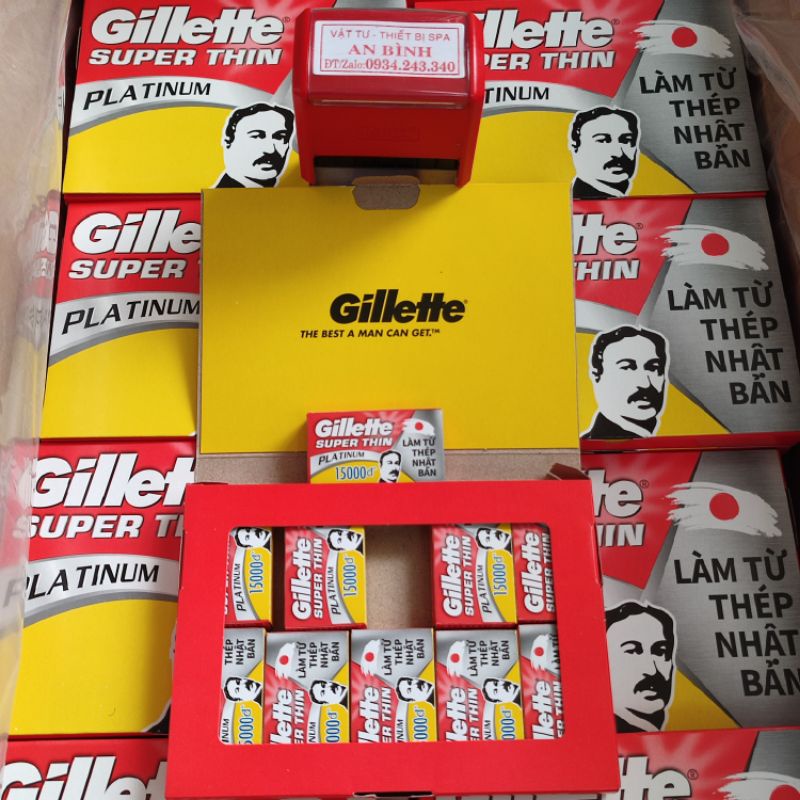 (Q1-HCM) Lưỡi Lam Gillette Ông Già Plantium - Hộp 10 Lưỡi Lam Gillette Super Thin [Chính Hãng]