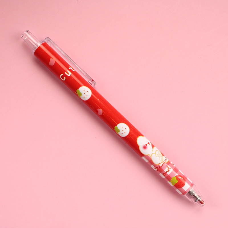 6 Cây bút bi bấm mực gel đen 0.5 in hình vẽ gấu hoạt hình dành cho học sinh