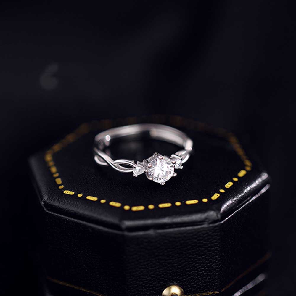 Nhẫn Bạc S925 Đính Đá Zircon Đơn Giản Thời Trang Có Thể Điều Chỉnh Kích Thước