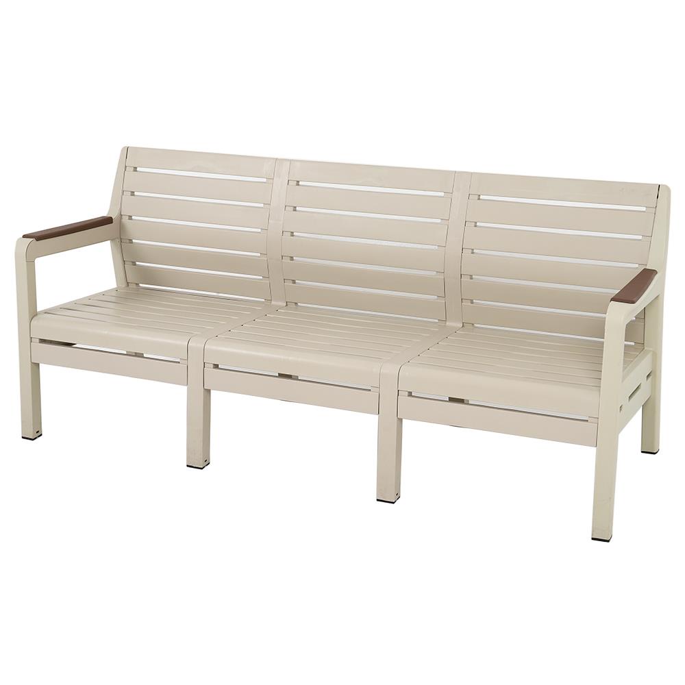 HomeBase SPRING Ghế băng dài 3 chỗ bằng nhựa Thái Lan W184xH79,1xD65x5cm màu kem