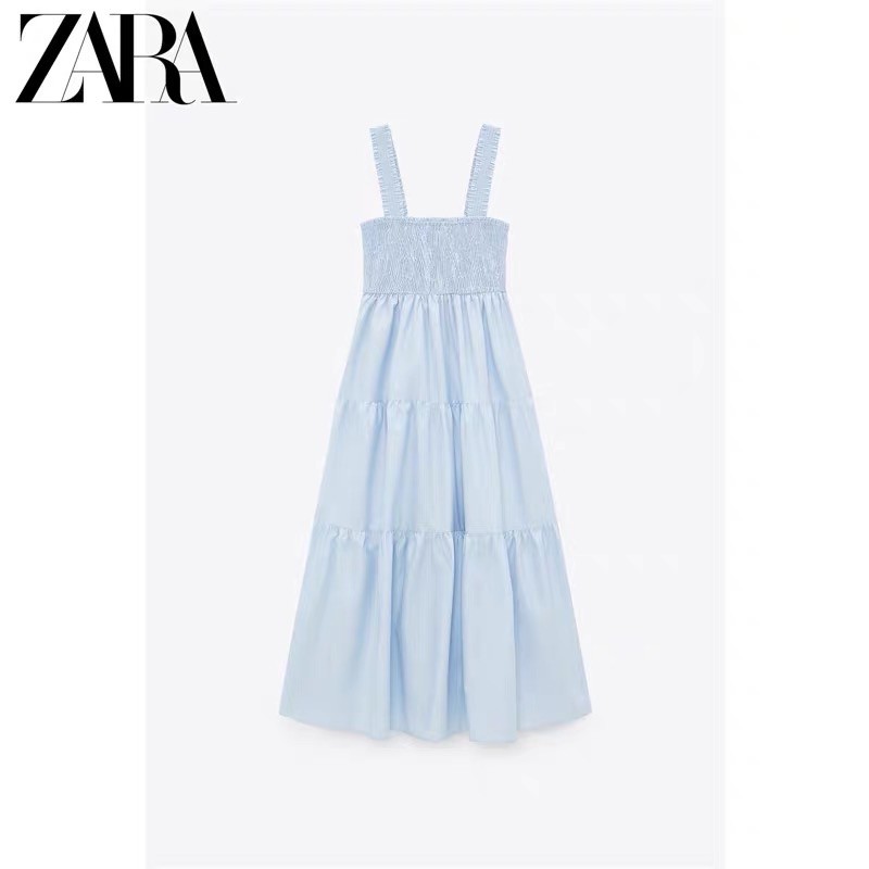 Váy dây midi xanh Zarraa dư sịn