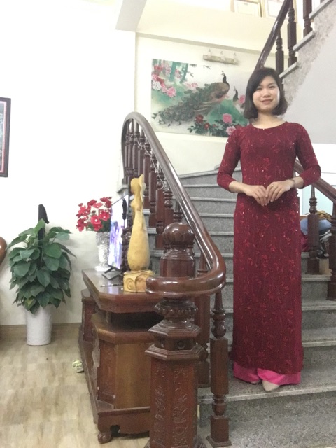 Áo dài trung niên, áo dài mặc xui lễ tiệc lễ cưới, áo dài truyền thống tặng Mẹ vaỉ đính đá cao cấp co giãn