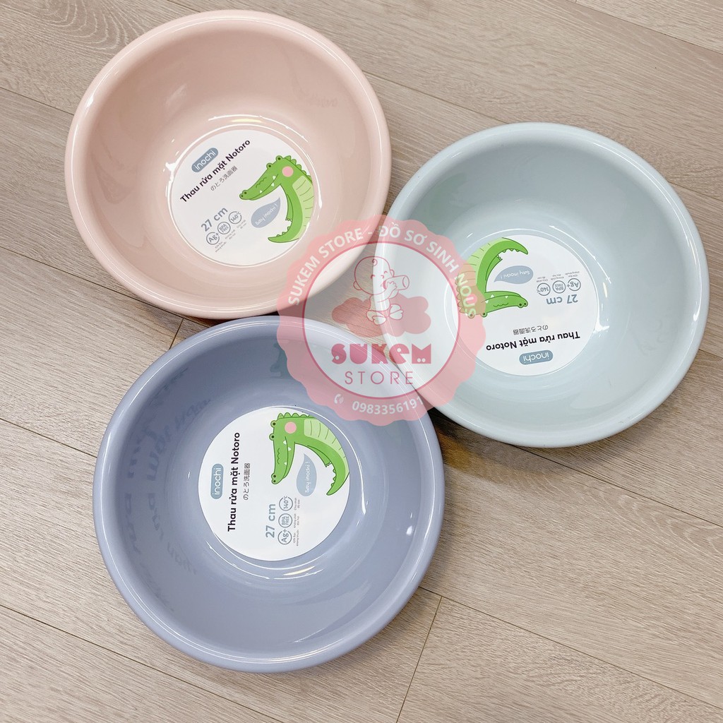 Thau chậu rửa mặt - cho trẻ em nhựa nguyên sinh kháng khuẩn Ag+ cao cấp Notoro inochi 21/27/32cm