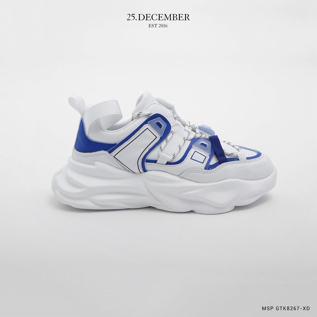 Giày da nam, phối màu xanh trắng, phom dáng đẹp đế giày tăng chiều cao - 25.December mã GTK8267