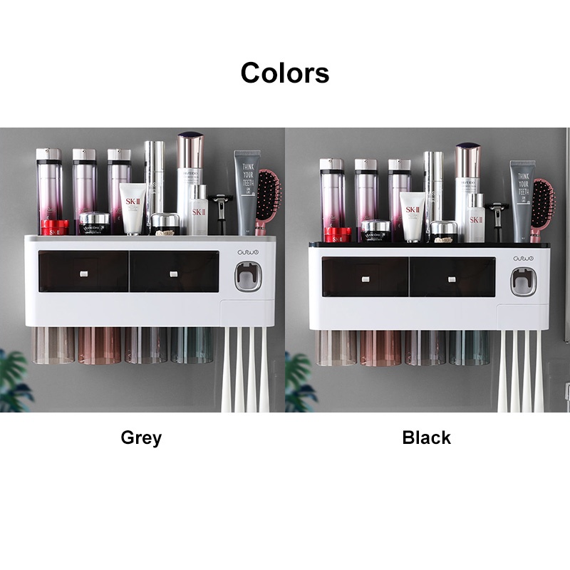 Only HOUSE Giá Đỡ Bàn Chải Đánh Răng Hít Nam Châm Đa Năng Có Ngăn Đựng Bàn Chải Đánh Răng