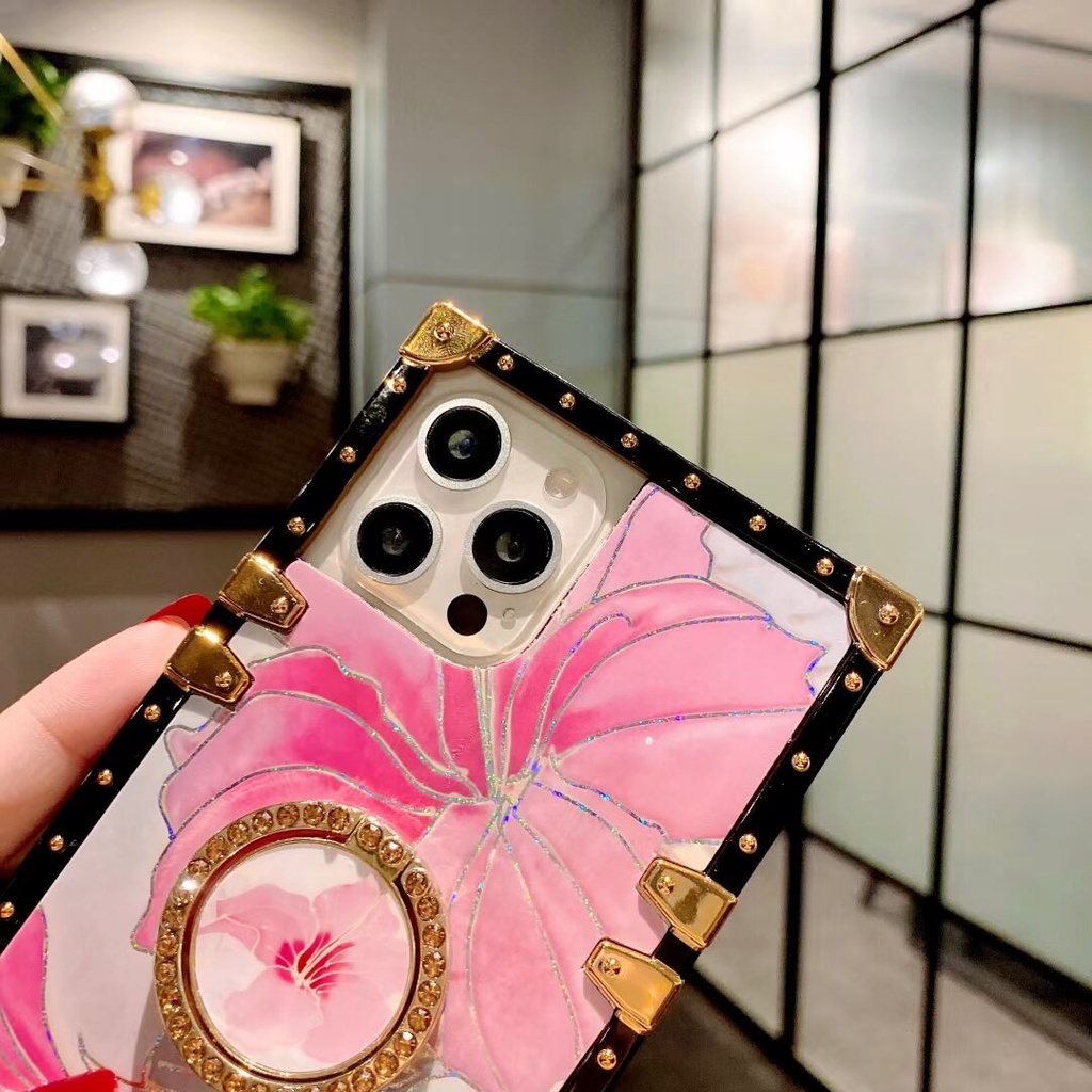 Ốp Điện Thoại Họa Tiết Hoa / Bươm Bướm Kèm Giá Đỡ Nhẫn Cho OPPO A16K A16 A76 A96 Reno 7 7Z 8Z Realme 9i 9 Pro C35
