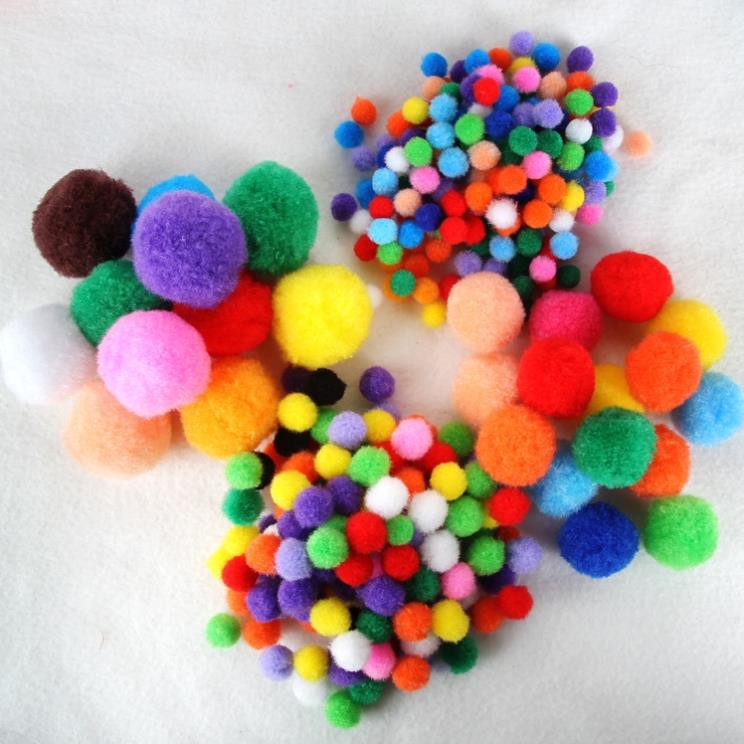 Bịch 1000 hạt pompom 1cm 1.5cm 2.0cm 2.5cm 3.0cm 4.0cm 5.0cm học liệu giáo dục sớm Montessori