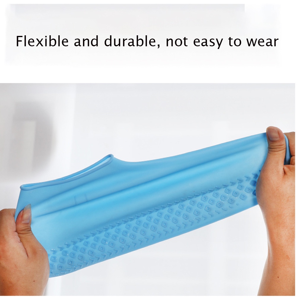 Vỏ Bọc Giày Đi Mưa Màu Trơn Dày Dặn Chống Trượt Chống Thấm Nước Có Thể Tái Sử Dụng