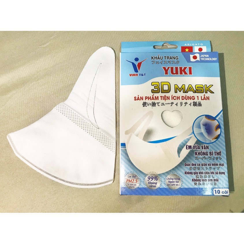 Hộp 10 cái Khẩu trang 3D Mask size M sử dụng công nghệ dập nhật bản