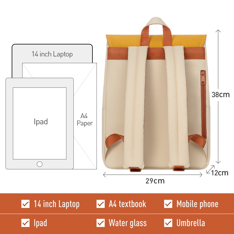 MAH YOUNG Ba lô máy tính xách tay chống nước thiết kế cổ điển trẻ trung