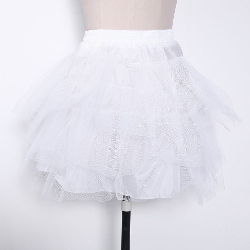 Áo Khoác Petticoat Ngắn Lưng Thun 4 Lớp Màu Trơn Có Dây Rút Cho Nữ