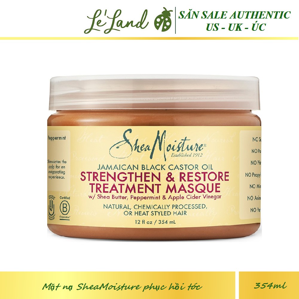 Bill US -  Mặt nạ tóc SheaMoisture Strengthen, Grow & Restore Treatment Masque Jamaican Black Castor Oil Shea Moisture