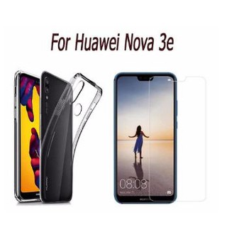 Bộ ốp lưng Silicon cho Huawei Nova 3e + Kính cường lực