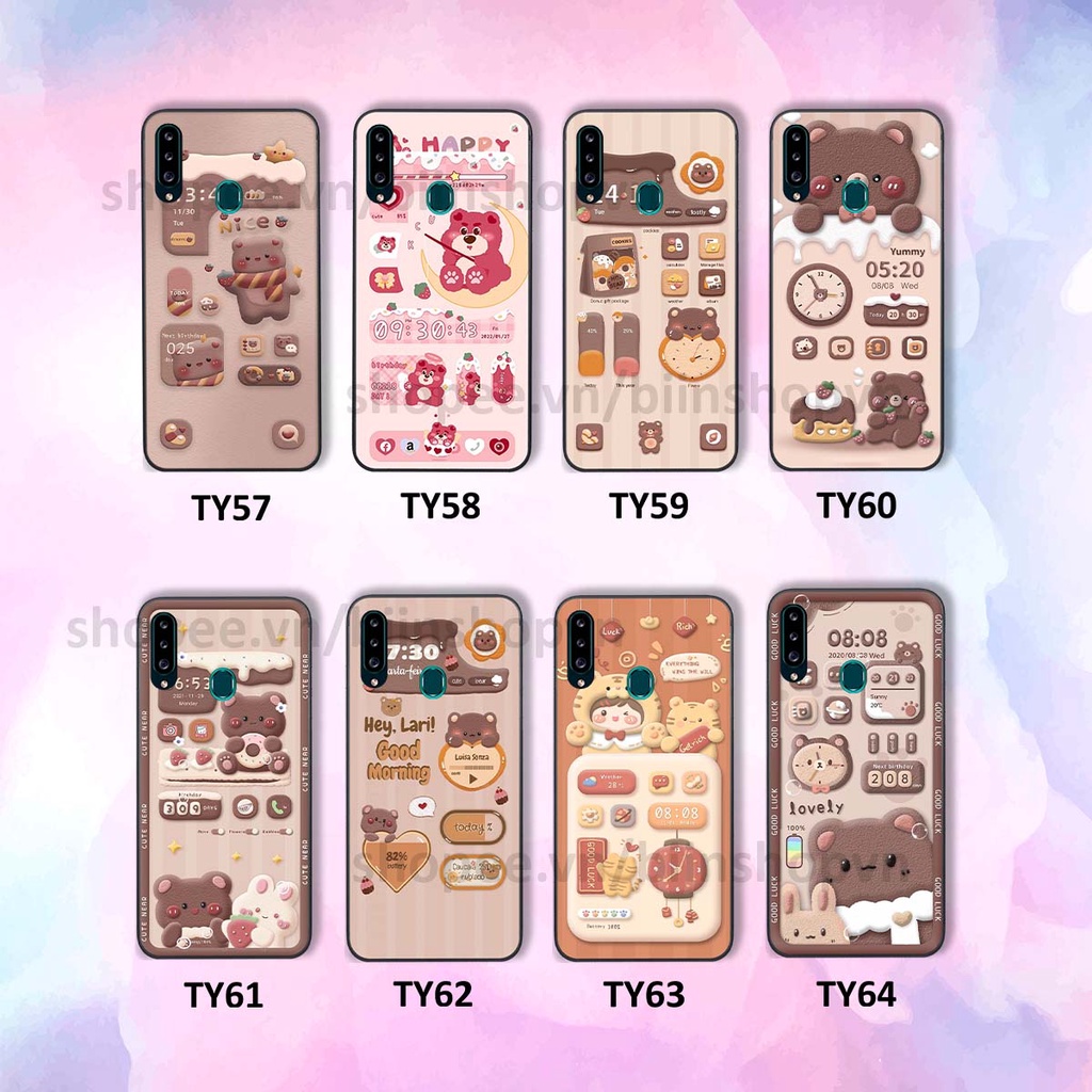 Ốp Samsung A20s in 3D icon gấu nổi siêu xinh, siêu đáng yêu, cá tính phong cách