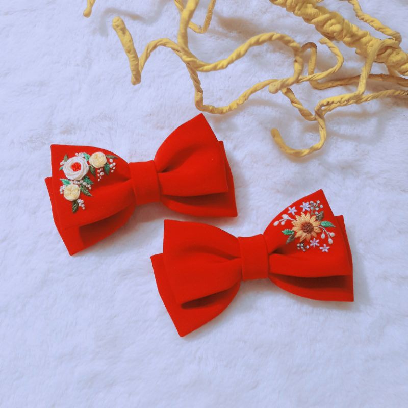 NƠ KẸP TÓC THÊU TAY HANDMADE