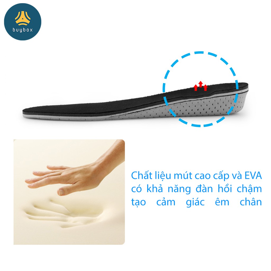 Lót giày độn đế tăng chiều cao 2cm, 3cm, 4cm cấu tạo tổ ong thoáng khí - buybox - BBPK57