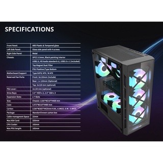 Vỏ case MIK TN10 Kem 3 Fan RGB (nút điều khiển led trên case)