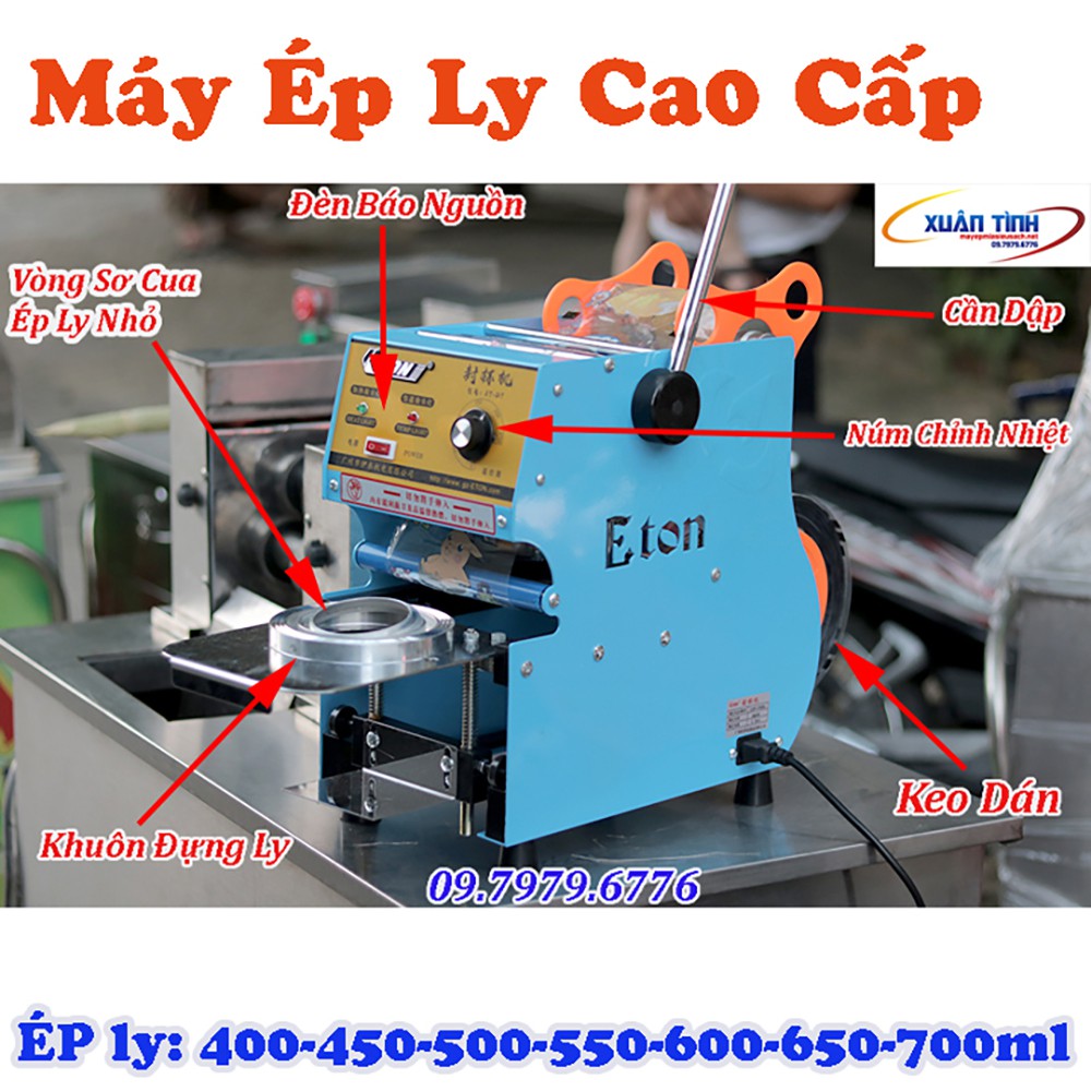 Máy Ép Nắp Ly Nhựa cao cấp Eton D7 Chuyên Ly 400ml Tới 700ml Không Ép Được Ly Khổng Lồ