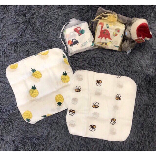 [Hàng mới về] Set 10 khăn xô sữa siêu mềm túi lưới cho bé