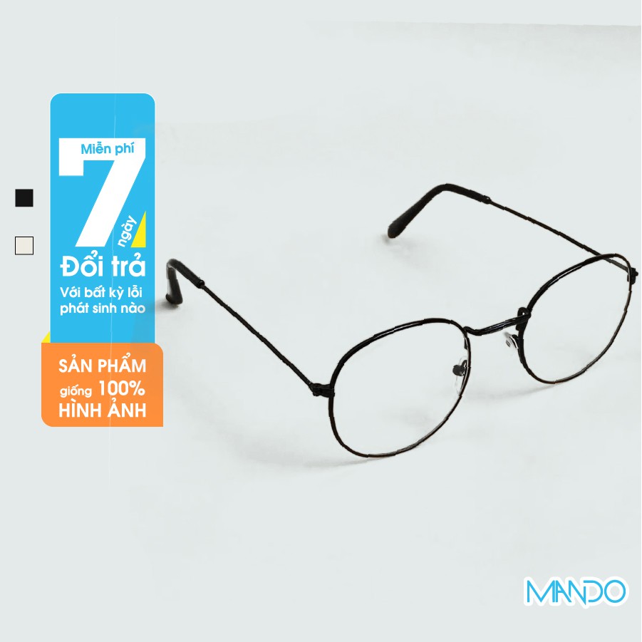 Kính Nobita Không Độ Kính Oval Ulzzang Không Màu Gọng Đen Thời Trang MANDO - KM005