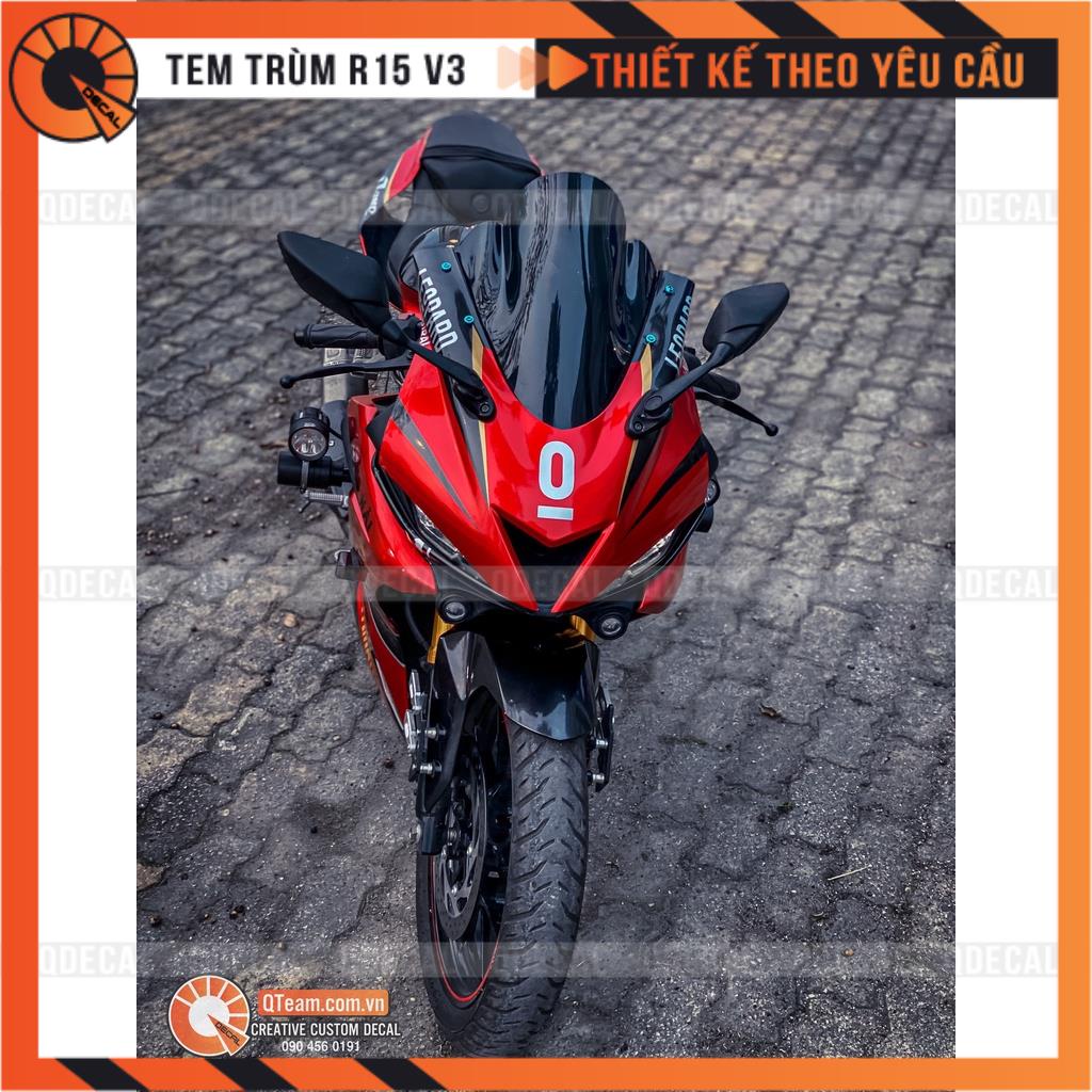 Tem trùm R15v3 độ body R1  đen đỏ decal 3 lớp thiết kế theo yêu cầu