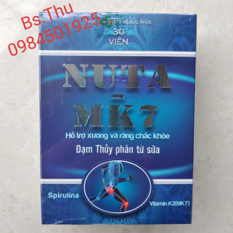 NUTA MK7 (lọ 30viên) bổ sung Canxi, D3, Mk7 hỗ trợ xương răng chắc khỏe