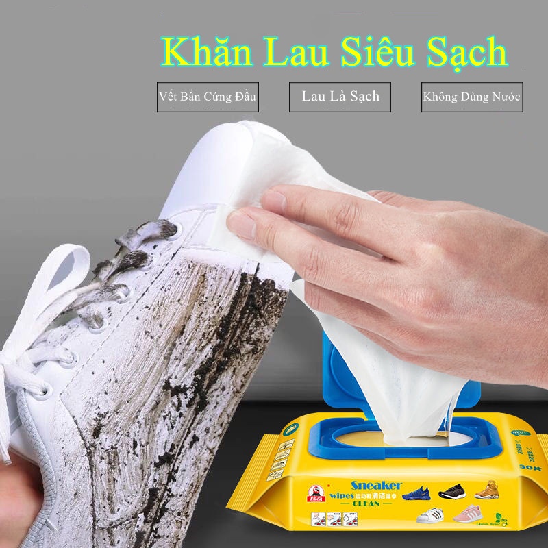 Khăn Giấy Lau Giày Siêu Sạch SNEAKER HỘP 30 Miếng Tiện Dụng Vệ sinh sạch sẽ