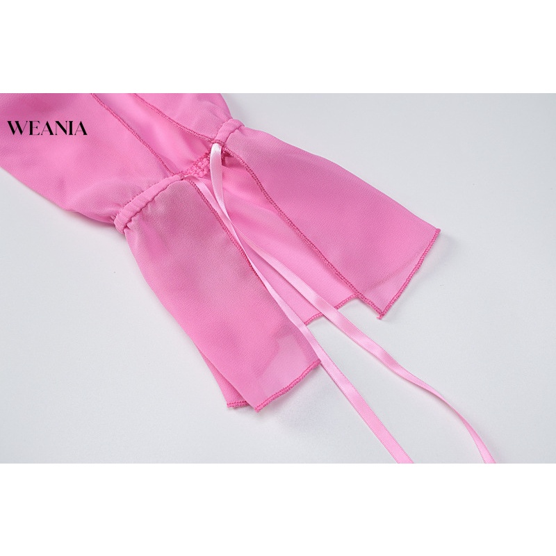 Áo Voan Dài Tay Cổ Chữ V Xinh Xắn Dành Cho Nữ