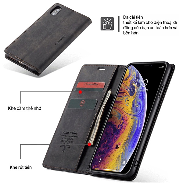 Bao da Caseme , Ốp lưng điện thoại da mềm nắp gập cho Iphone 13 12 Mini 11 Pro Max; Sam Sung NOTE 10+,NOTE20, S20
