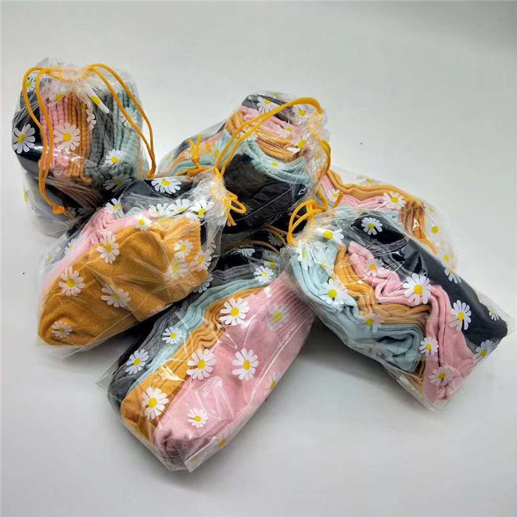 Bộ 10 Đôi Vớ Cổ Thấp 100% Cotton Họa Tiết Hoa Cúc Phong Cách Hàn Quốc Thời Trang Cho Nữ