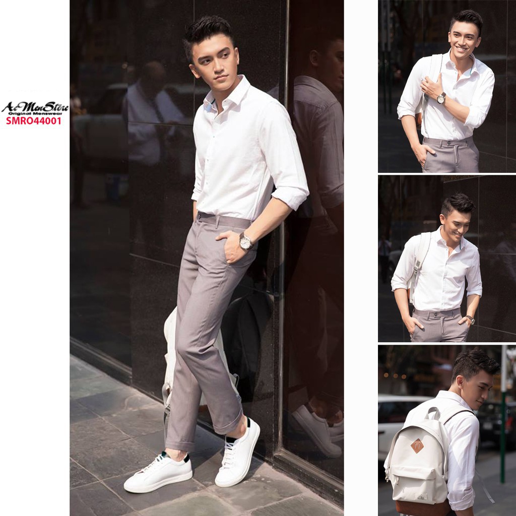 Áo sơ mi nam trắng dòng sơ mi oxford cao cấp RO vải nhập khẩu Hàn Quốc dáng slim
