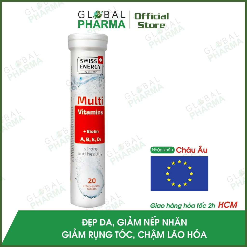 [CHÍNH HÃNG CHÂU ÂU] Viên Sủi Multi Bổ Sung Vitamin E, Vitamin C, D3, A, B... Swiss Energy/ VimiraDS (Tuýp 20v)