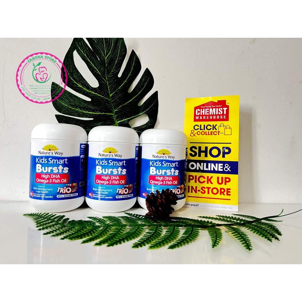 KIDS SMART OMEGA 3 FISH OIL HIGH DHA 180 VIÊN THƯƠNG HIỆU NATURE'S WAY ÚC DATE 03/2025