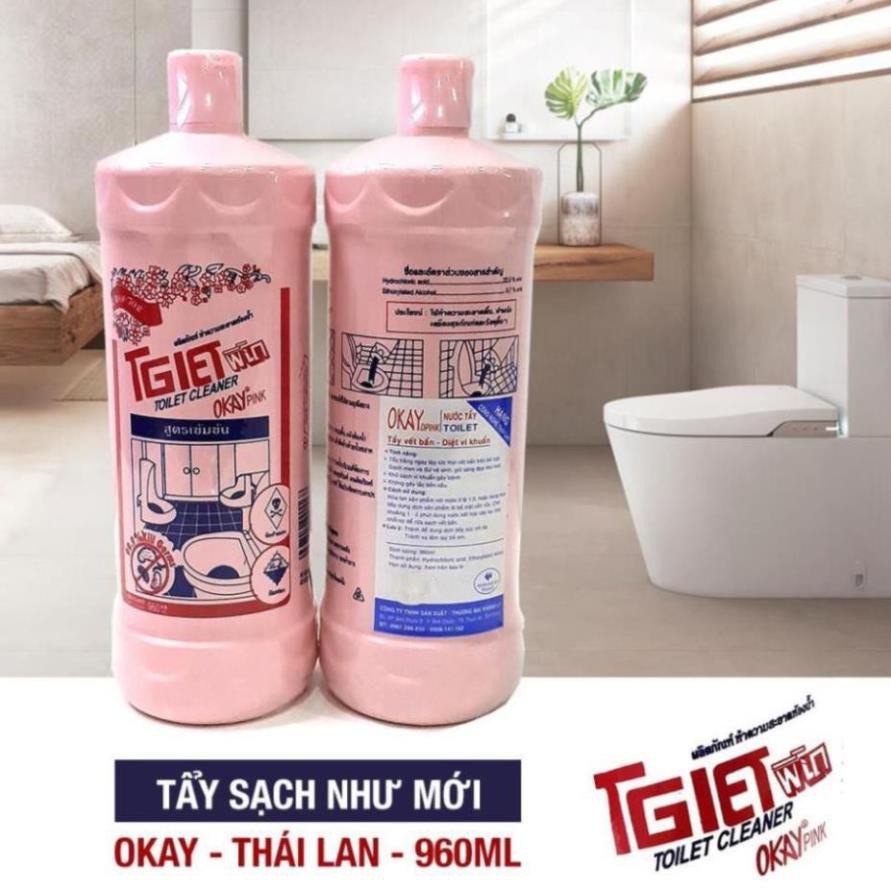 Combo 2 Chai Nước Tẩy Tolet Thái Lan 960ml - Dung Dịch Tẩy Hồng Tẩy Bồn Cầu Siêu Sạch