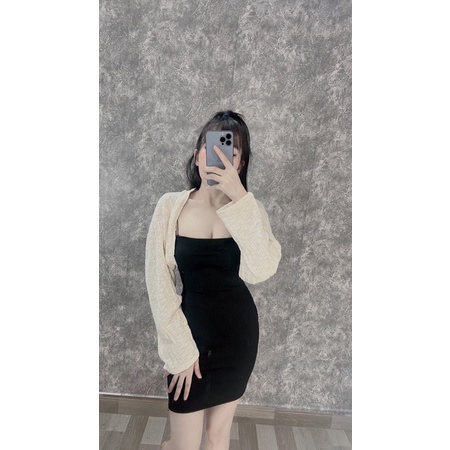 body lún len gân siêu xinh kèm áo khoác len dày
