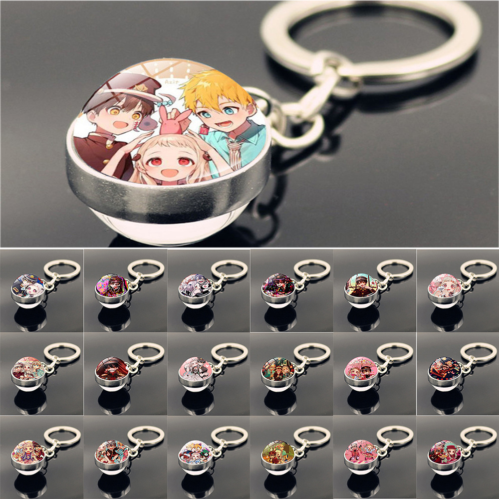 IVANES Unisex Glass Ball Keychain|Anime Jewelry Toilet-Bound Hanako kun Keychain Double Side Trendy Cosplay Gift 29 Styles Time|Pendant