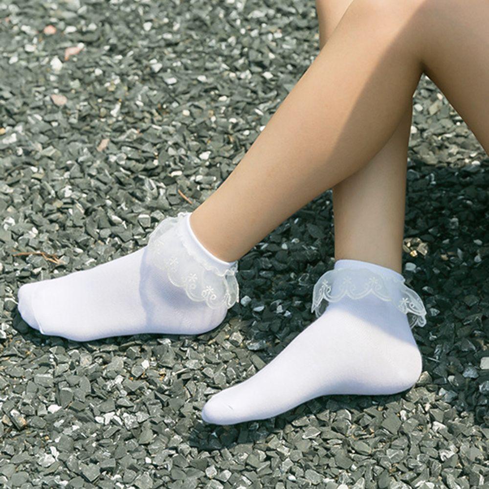 Vớ Cotton Mềm Cổ Thấp Phối Bèo Phong Cách Lolita Cho Nữ