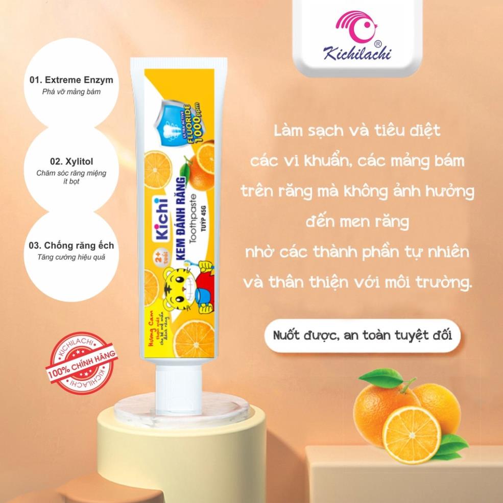 Kem đánh răng trẻ em Kodomo - Kichilachi, kem đánh rẳng nuốt được cho bé 45gr/60gr