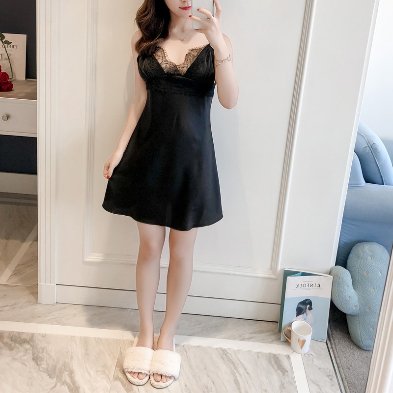 Váy ngủ hai dây lụa satin sexy cao cấp Áo choàng gợi cảm quyến rũ | BigBuy360 - bigbuy360.vn
