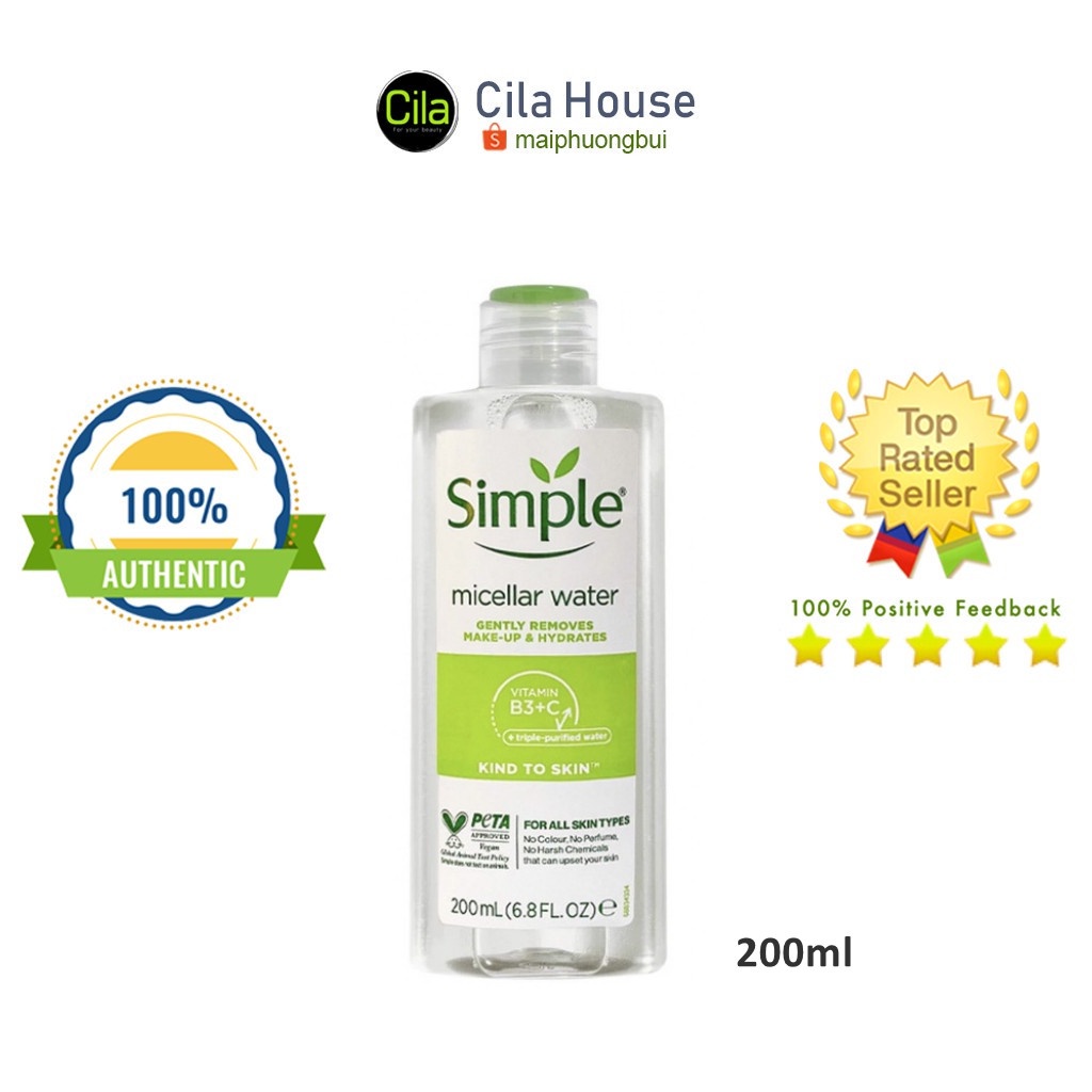 [Mẫu mới] Tẩy Trang Simple Kind To Skin Cleansing Micellar Water - Cila House