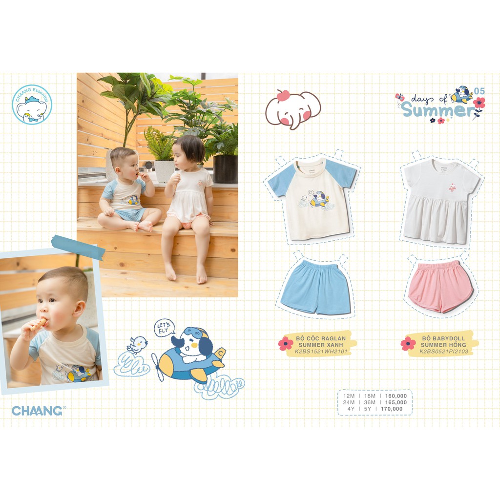 [CHAANG] Bộ cộc Raglan Summer xanh hãng Chaang, BST Chaang Summer 2021, quân áo trẻ em Chaang cotton an toàn cho bé