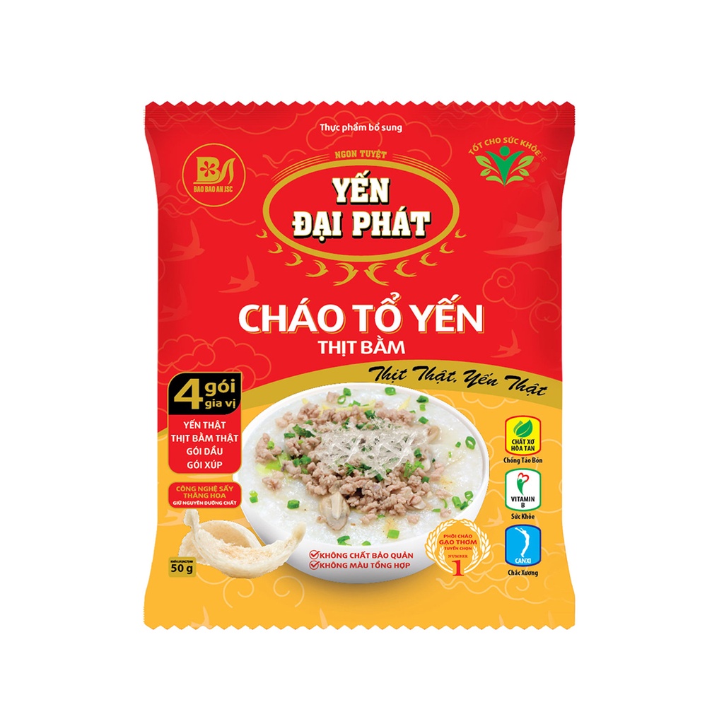 Cháo Tổ Yến Thịt Bằm - Yến Đại Phát - Thùng 30 gói x 50g