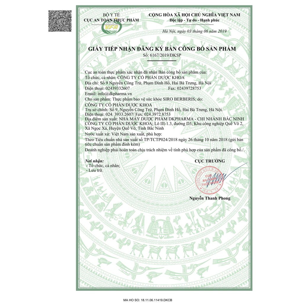 Siro Berberis 30ml tiêu chảy